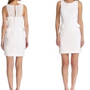 LILLY PULITZER WHITE LACE PEPLUM DRESS